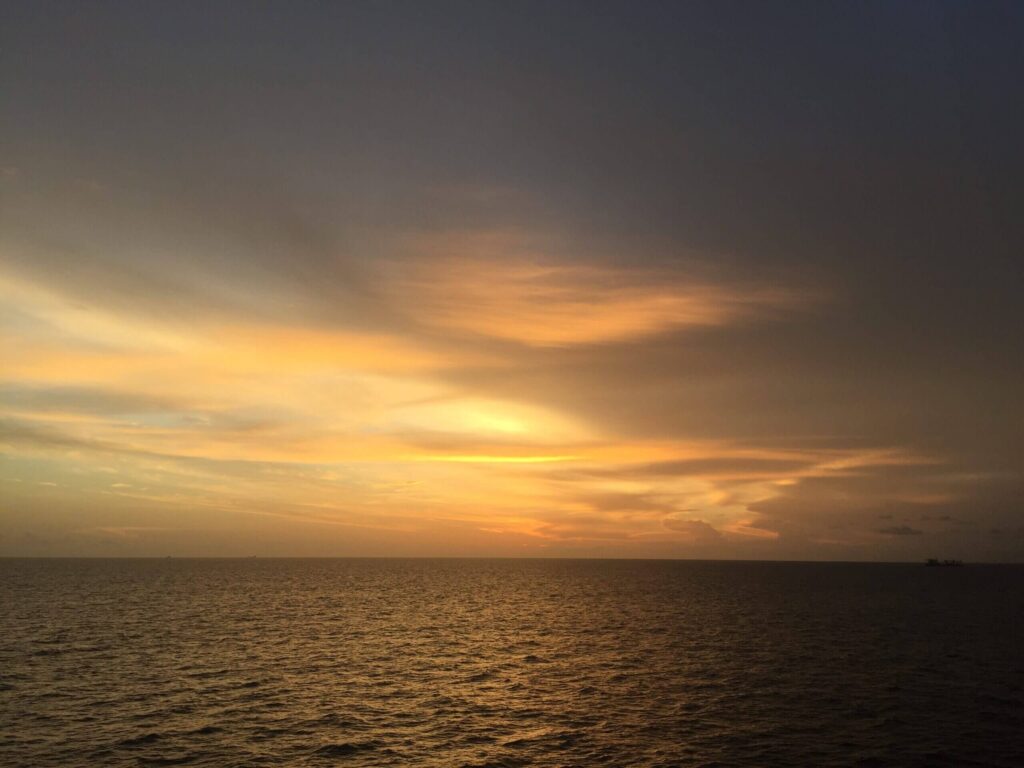 The sea during a sunset